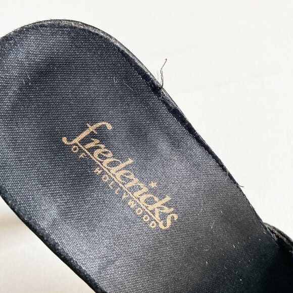 Vintage Fredric's Of Hollywood Black Satin Feather Accent Bedroom Heels 9 - Picture 2 of 11